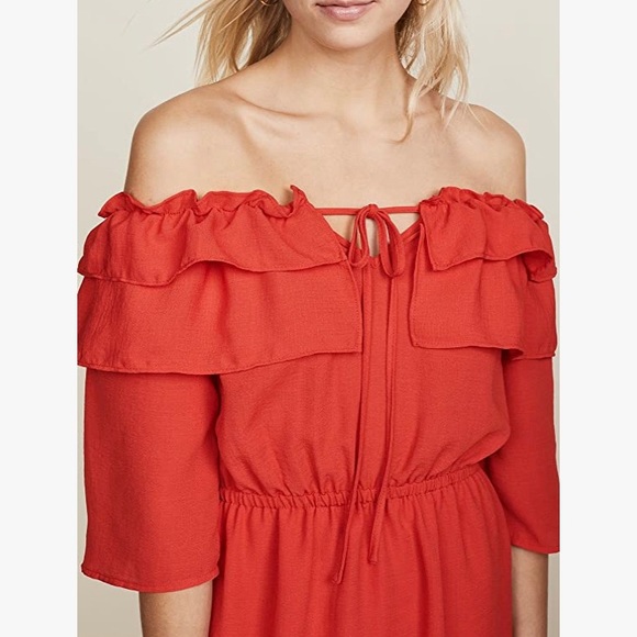 Jack by BB Dakota Women's Bowser Off The Shoulder Poppy Red Dress, Size XS - Picture 3 of 16